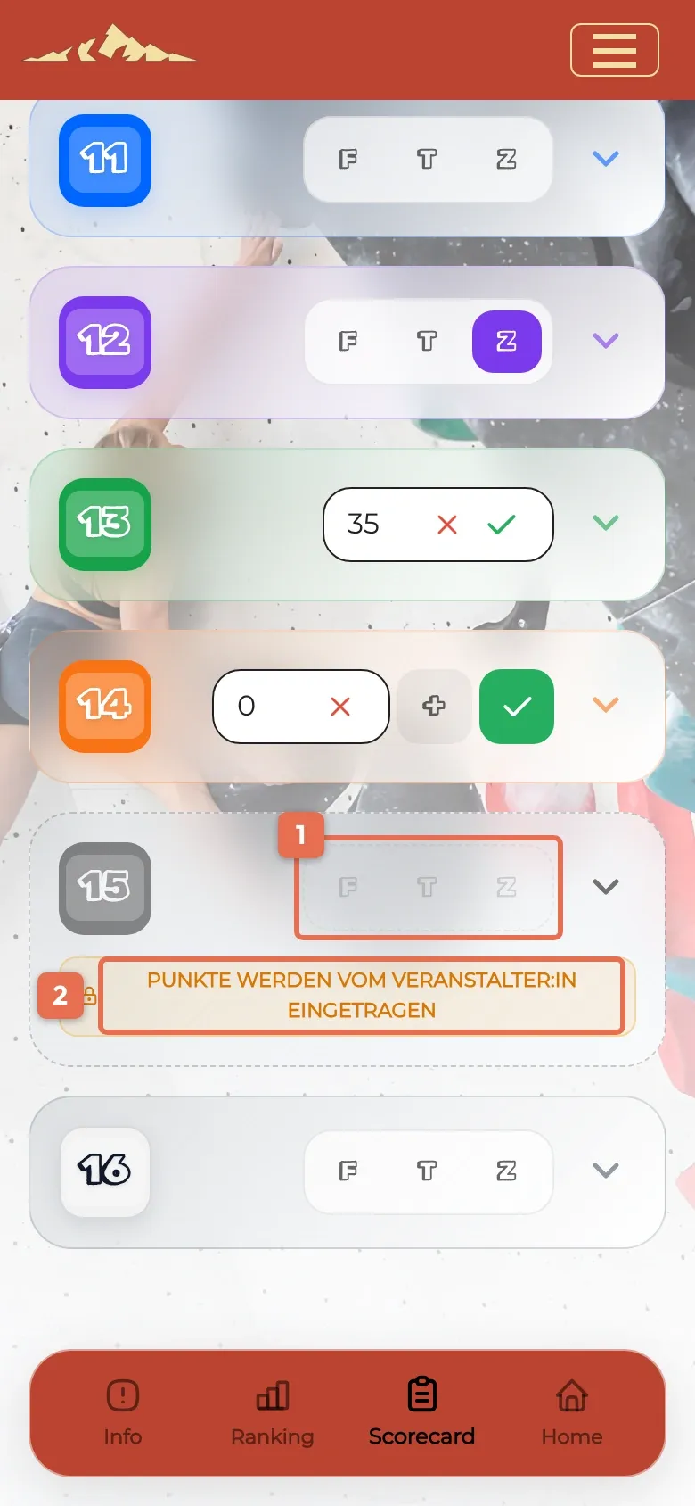 Route, die nur der Veranstalter eintragen darf